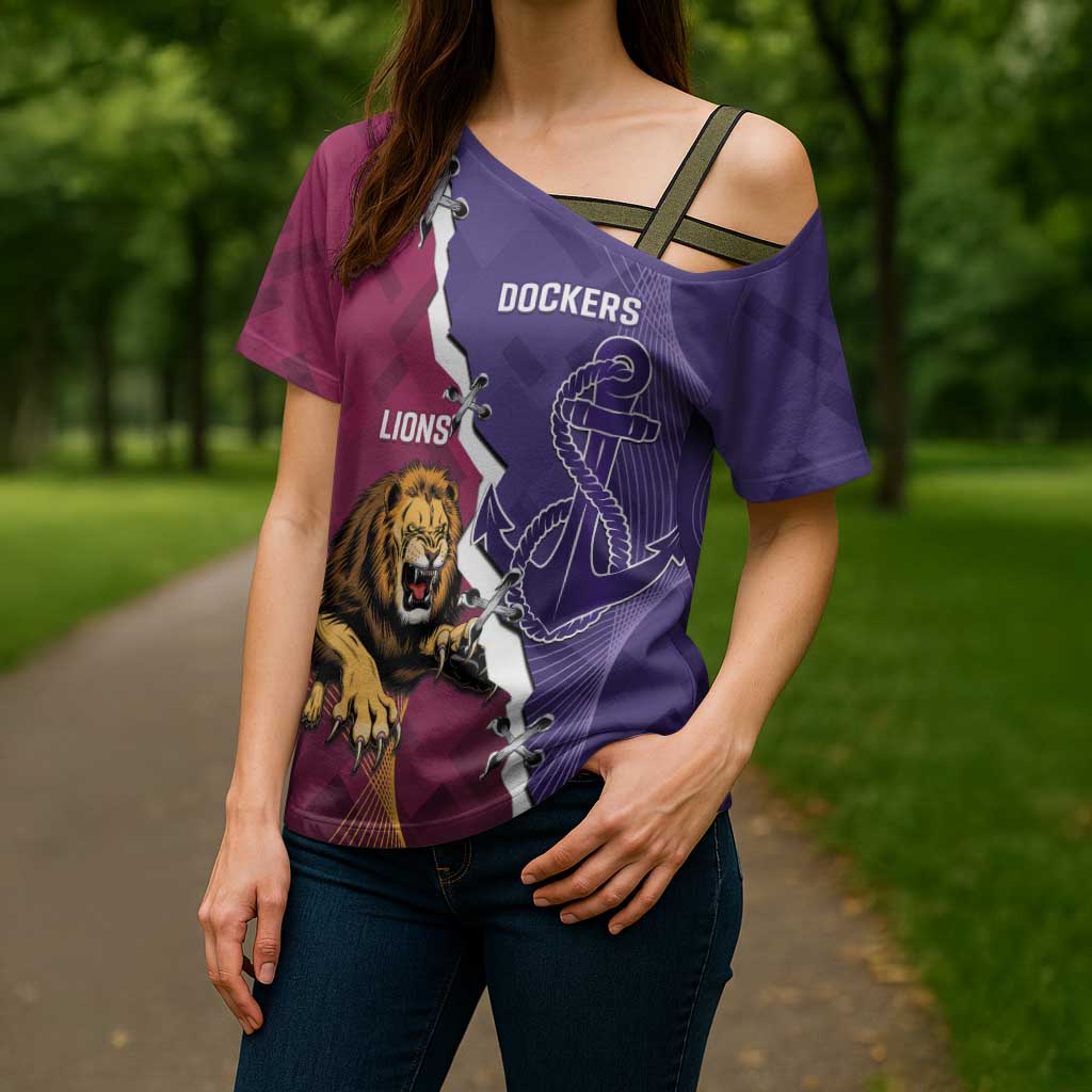 Dockers And Lions Football Custom Cross Shoulder Shirt 2025 Sporty Dynamic Version - Aussie Hoodie