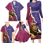 Dockers And Lions Football Custom Family Matching Long Sleeve Bodycon Dress and Hawaiian Shirt 2025 Sporty Dynamic Version - Aussie Hoodie