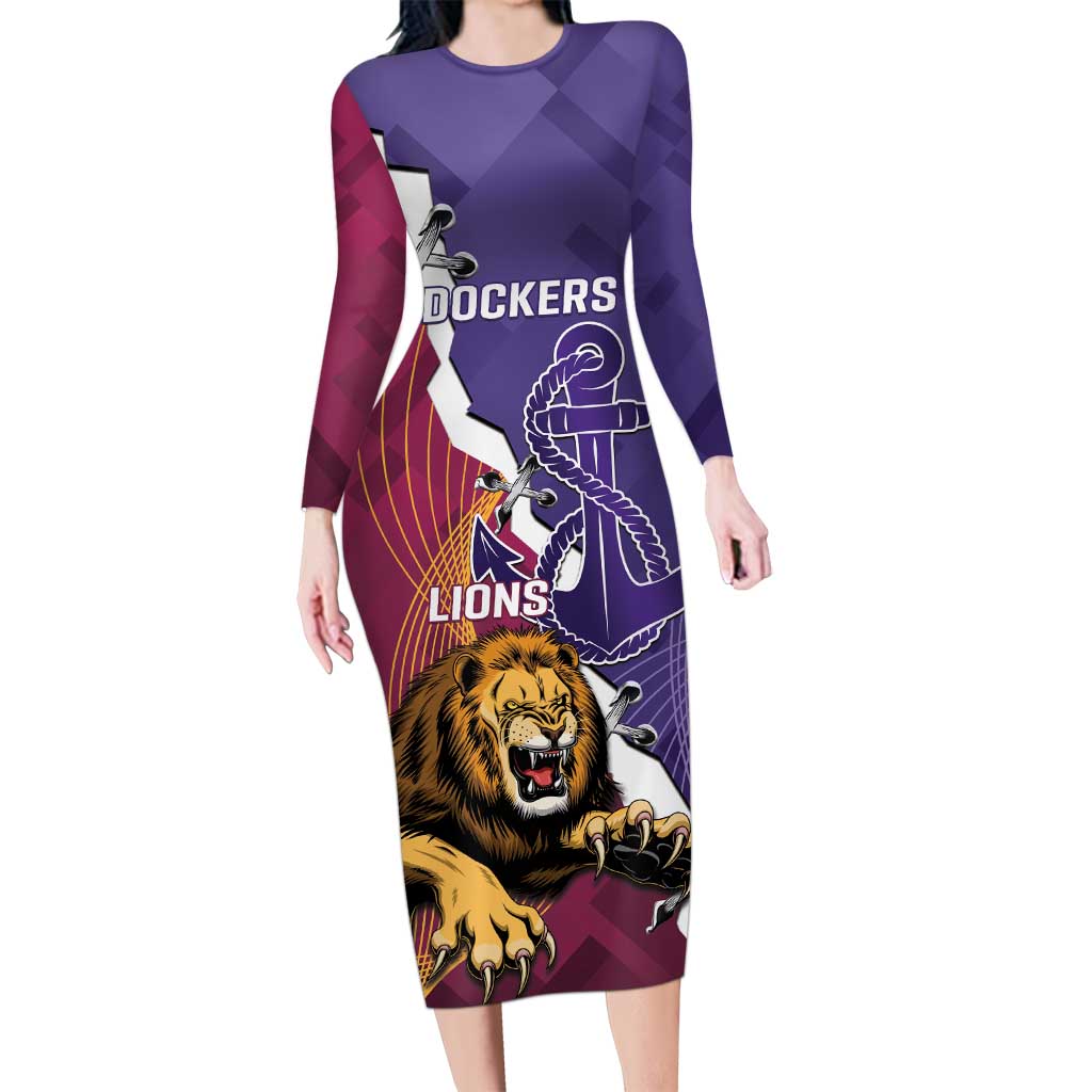 Dockers And Lions Football Custom Family Matching Long Sleeve Bodycon Dress and Hawaiian Shirt 2025 Sporty Dynamic Version - Aussie Hoodie
