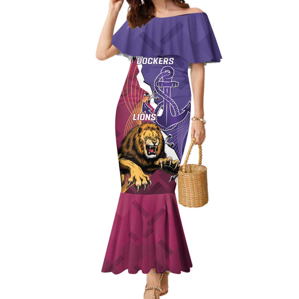 Dockers And Lions Football Custom Family Matching Mermaid Dress and Hawaiian Shirt 2025 Sporty Dynamic Version - Aussie Hoodie