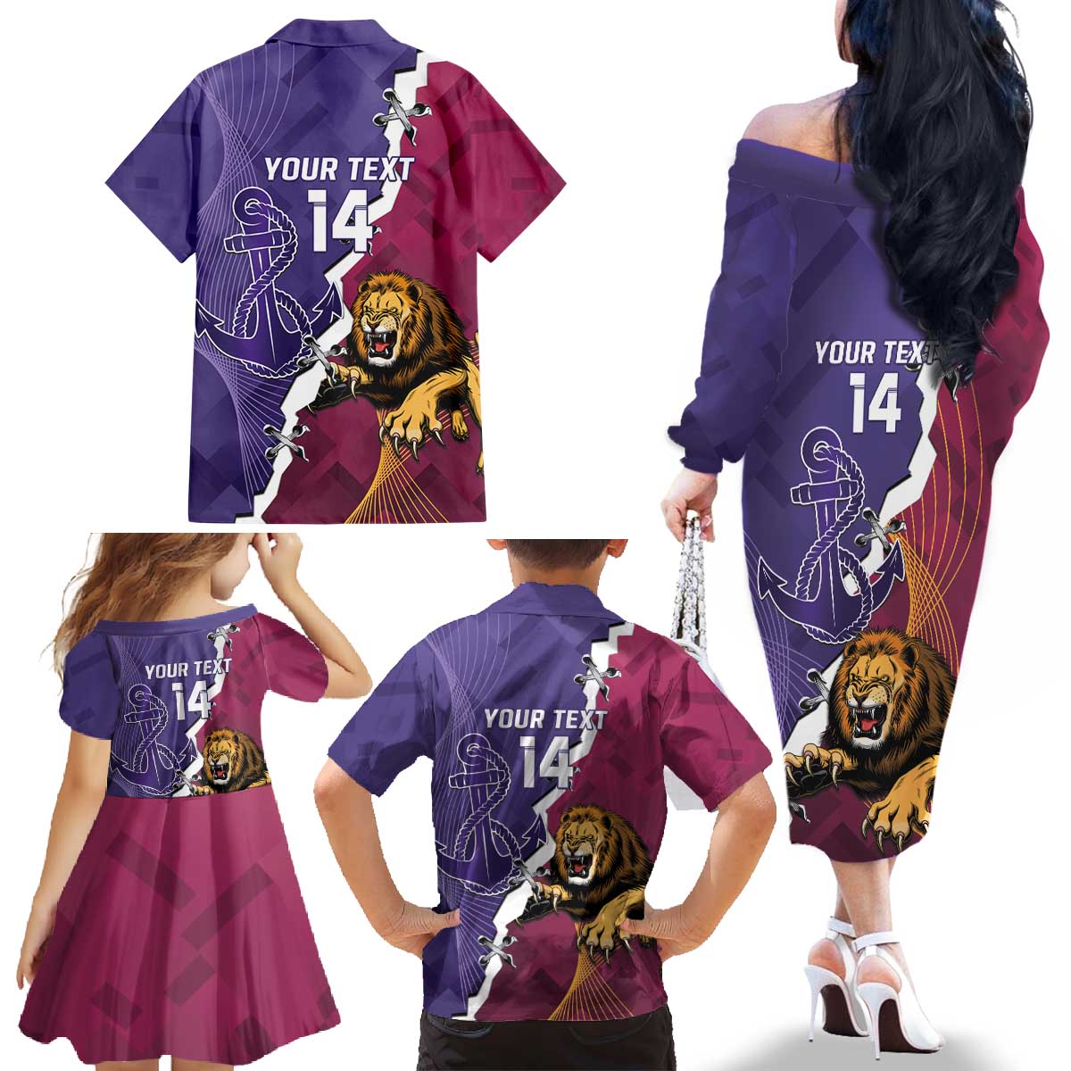 Dockers And Lions Football Custom Family Matching Off The Shoulder Long Sleeve Dress and Hawaiian Shirt 2025 Sporty Dynamic Version - Aussie Hoodie