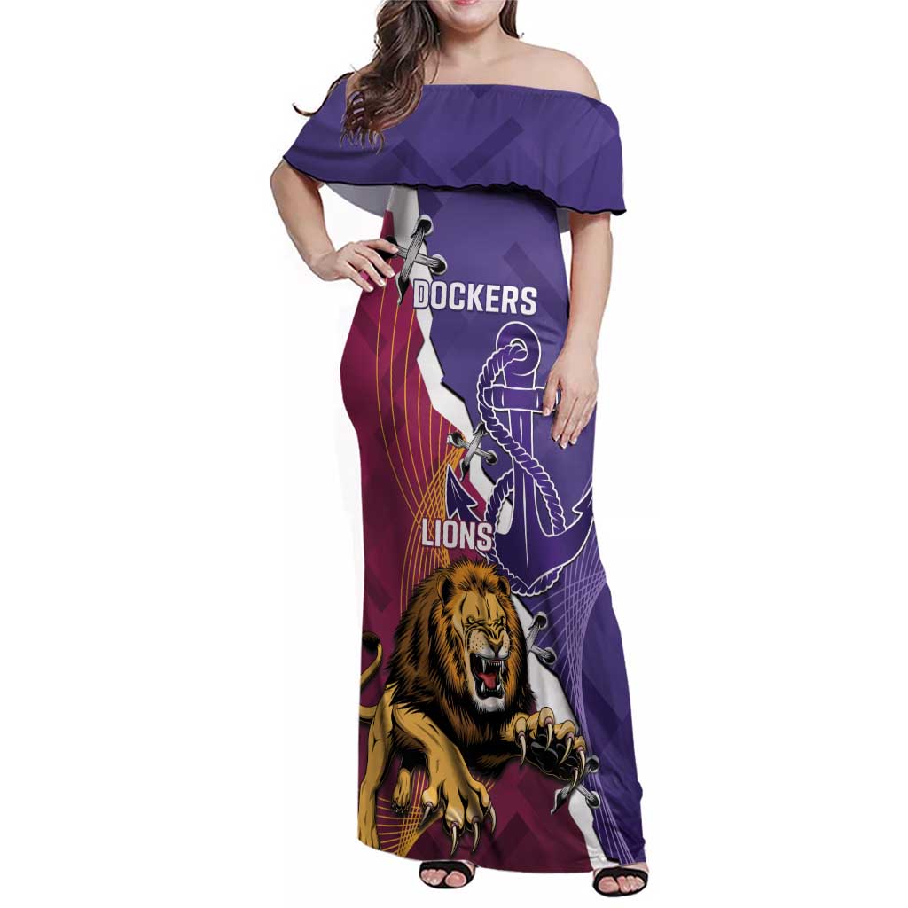 Dockers And Lions Football Custom Family Matching Off Shoulder Maxi Dress and Hawaiian Shirt 2025 Sporty Dynamic Version - Aussie Hoodie