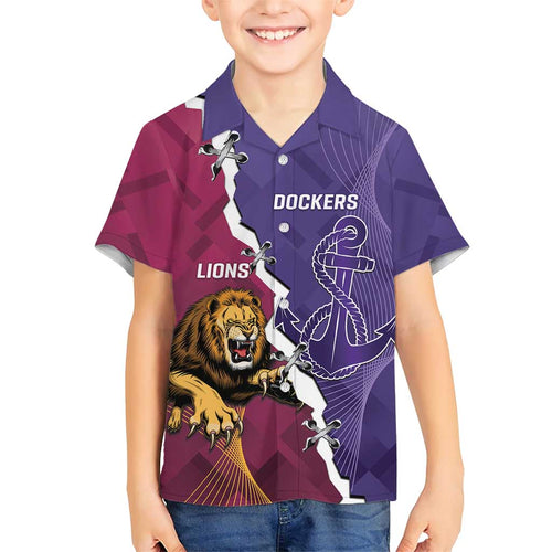 Dockers And Lions Football Custom Family Matching Short Sleeve Bodycon Dress and Hawaiian Shirt 2025 Sporty Dynamic Version - Aussie Hoodie
