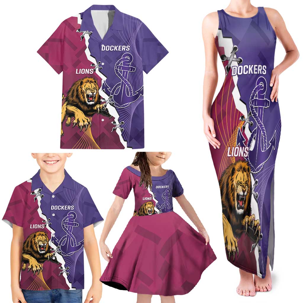 Dockers And Lions Football Custom Family Matching Tank Maxi Dress and Hawaiian Shirt 2025 Sporty Dynamic Version - Aussie Hoodie