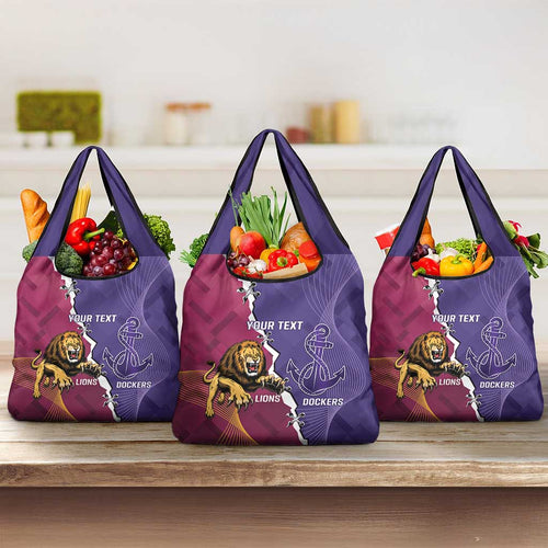 Dockers And Lions Football Custom Grocery Bag 2025 Sporty Dynamic Version - Aussie Hoodie