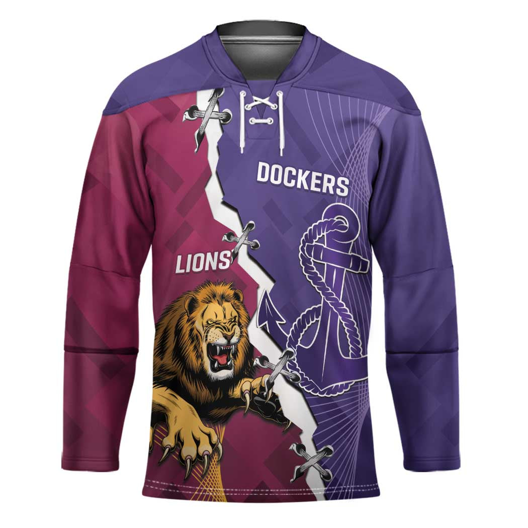 Dockers And Lions Football Custom Hockey Jersey 2025 Sporty Dynamic Version - Aussie Hoodie