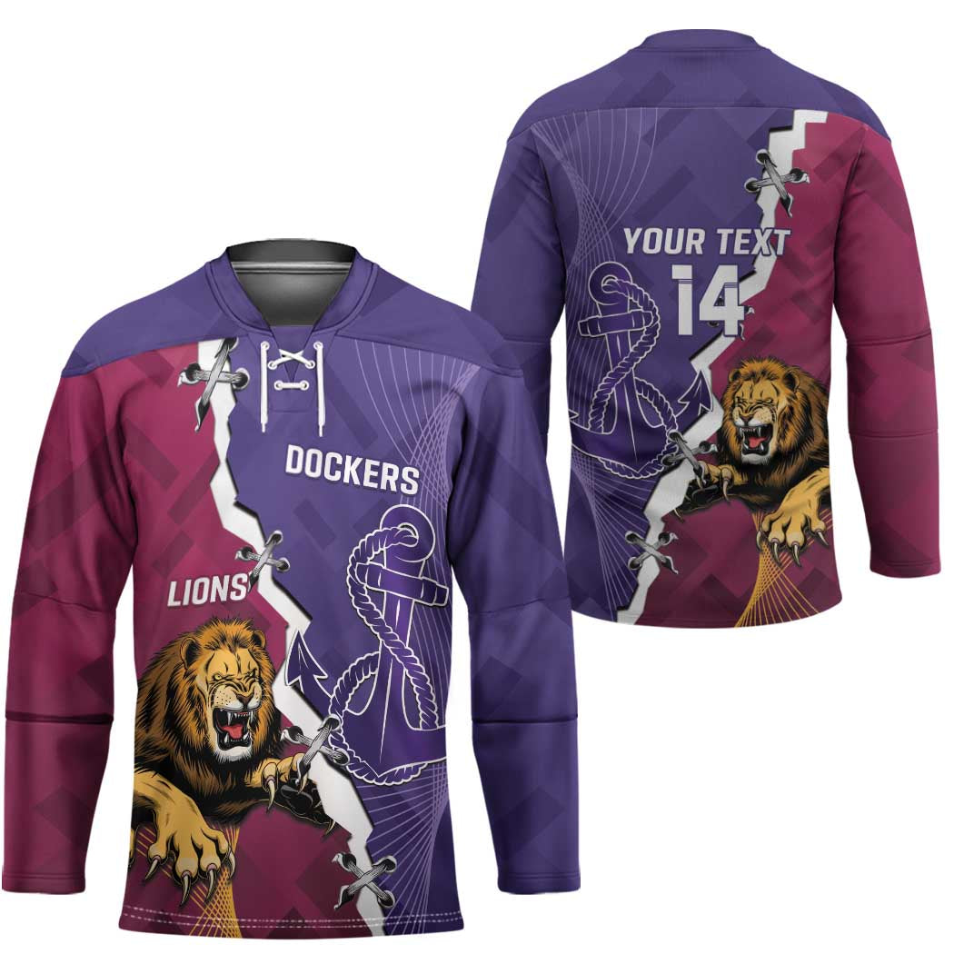 Dockers And Lions Football Custom Hockey Jersey 2025 Sporty Dynamic Version - Aussie Hoodie