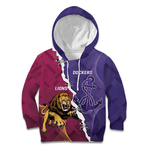 Dockers And Lions Football Custom Kid Hoodie 2025 Sporty Dynamic Version - Aussie Hoodie