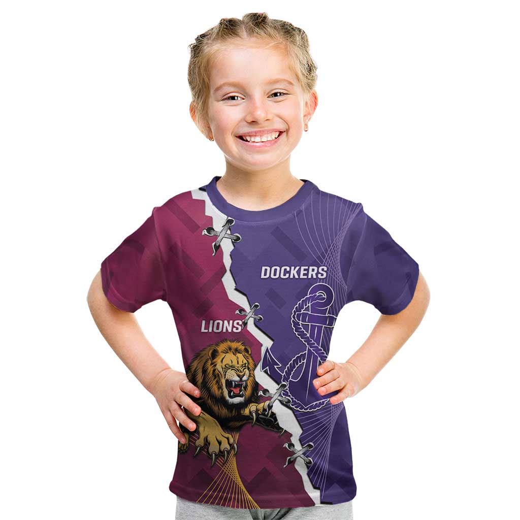 Dockers And Lions Football Custom Kid T Shirt 2025 Sporty Dynamic Version - Aussie Hoodie