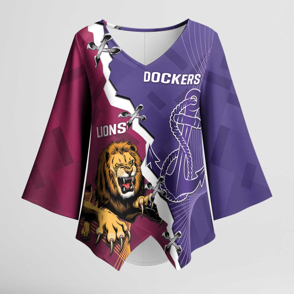 Dockers And Lions Football Custom Kimono Sleeve Blouse 2025 Sporty Dynamic Version - Aussie Hoodie