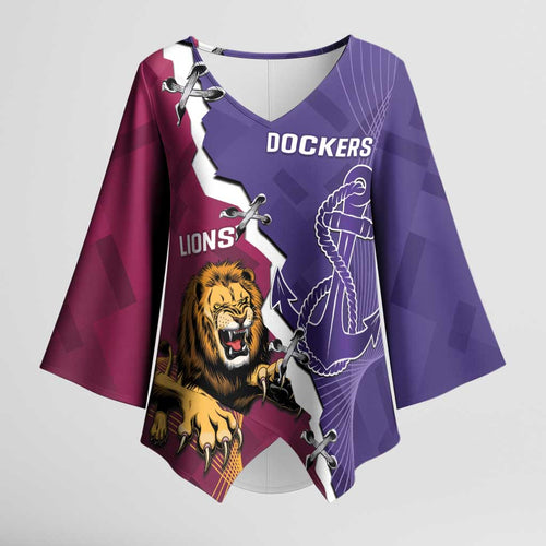 Dockers And Lions Football Custom Kimono Sleeve Blouse 2025 Sporty Dynamic Version - Aussie Hoodie