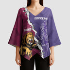Dockers And Lions Football Custom Kimono Sleeve Blouse 2025 Sporty Dynamic Version - Aussie Hoodie