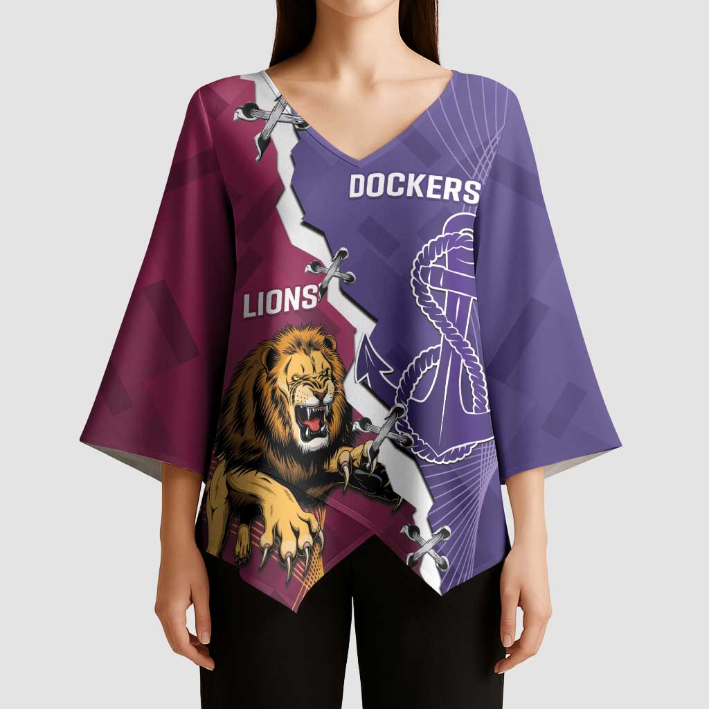 Dockers And Lions Football Custom Kimono Sleeve Blouse 2025 Sporty Dynamic Version - Aussie Hoodie