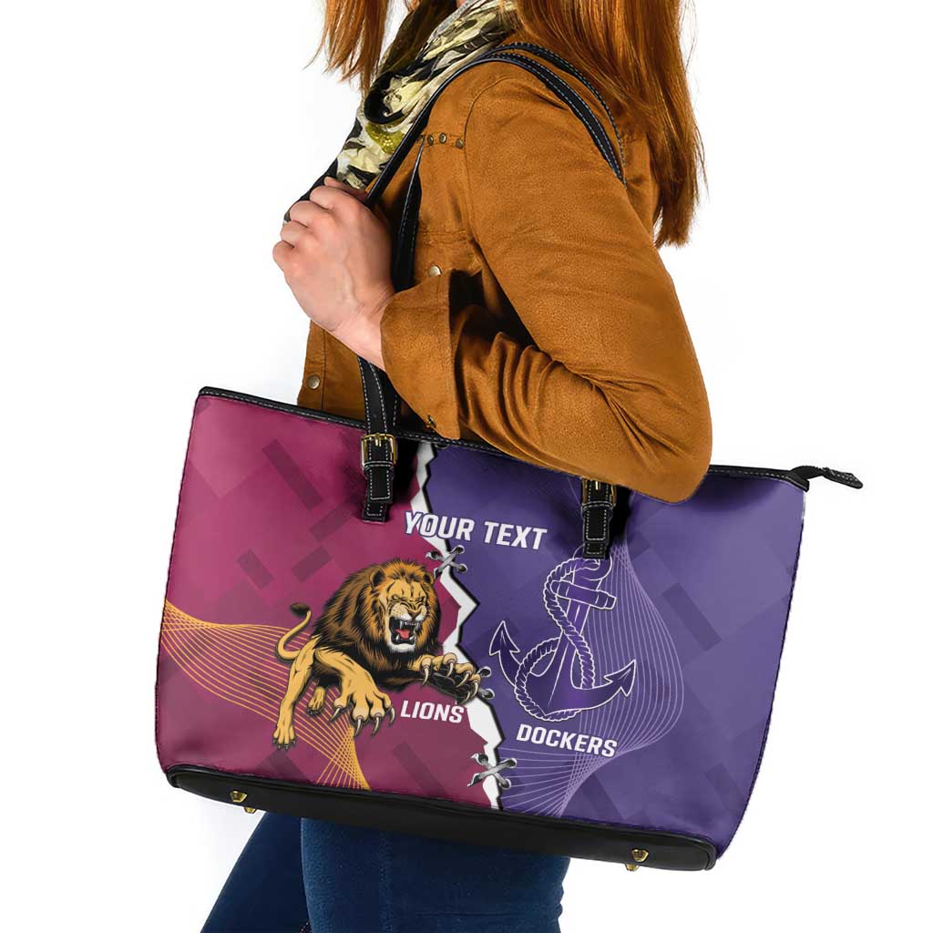 Dockers And Lions Football Custom Leather Tote Bag 2025 Sporty Dynamic Version - Aussie Hoodie