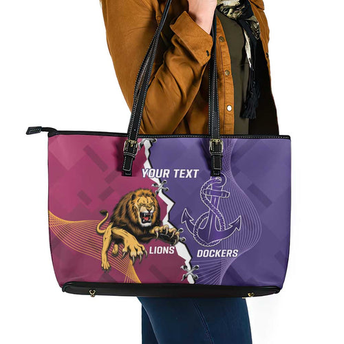 Dockers And Lions Football Custom Leather Tote Bag 2025 Sporty Dynamic Version - Aussie Hoodie