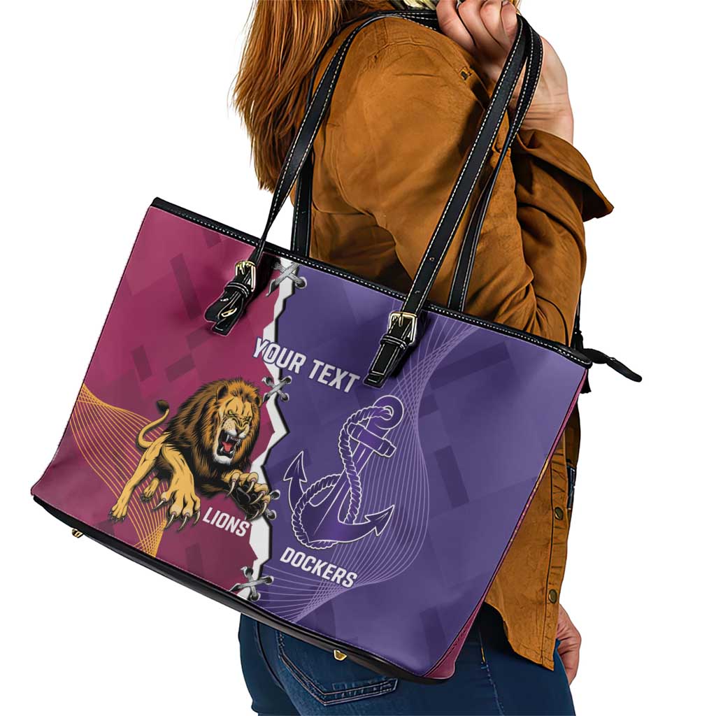 Dockers And Lions Football Custom Leather Tote Bag 2025 Sporty Dynamic Version - Aussie Hoodie