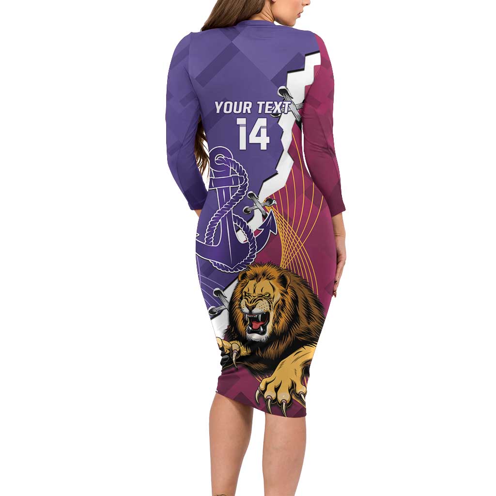 Dockers And Lions Football Custom Long Sleeve Bodycon Dress 2025 Sporty Dynamic Version - Aussie Hoodie