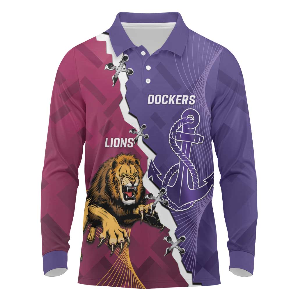 Dockers And Lions Football Custom Long Sleeve Polo Shirt 2025 Sporty Dynamic Version - Aussie Hoodie