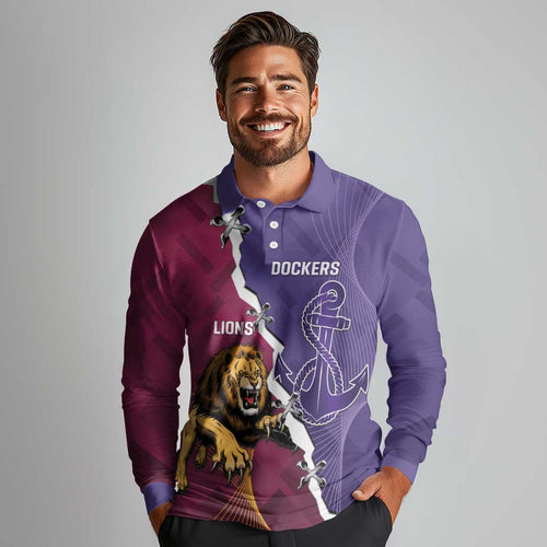 Dockers And Lions Football Custom Long Sleeve Polo Shirt 2025 Sporty Dynamic Version - Aussie Hoodie