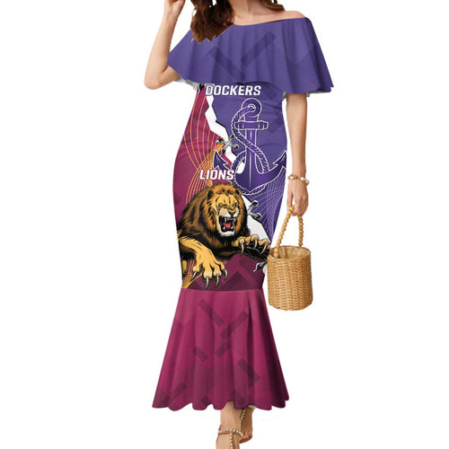Dockers And Lions Football Custom Mermaid Dress 2025 Sporty Dynamic Version - Aussie Hoodie