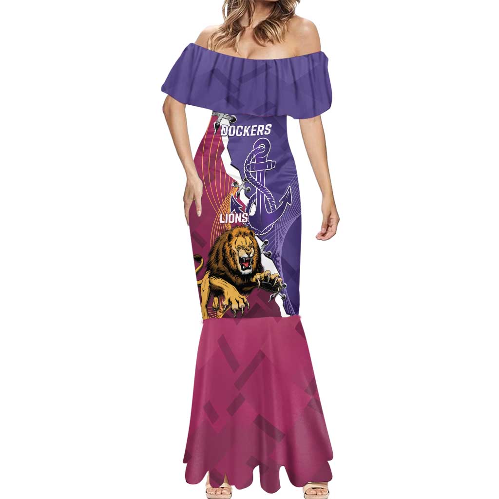 Dockers And Lions Football Custom Mermaid Dress 2025 Sporty Dynamic Version - Aussie Hoodie