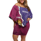 Dockers And Lions Football Custom Off Shoulder Short Dress 2025 Sporty Dynamic Version - Aussie Hoodie