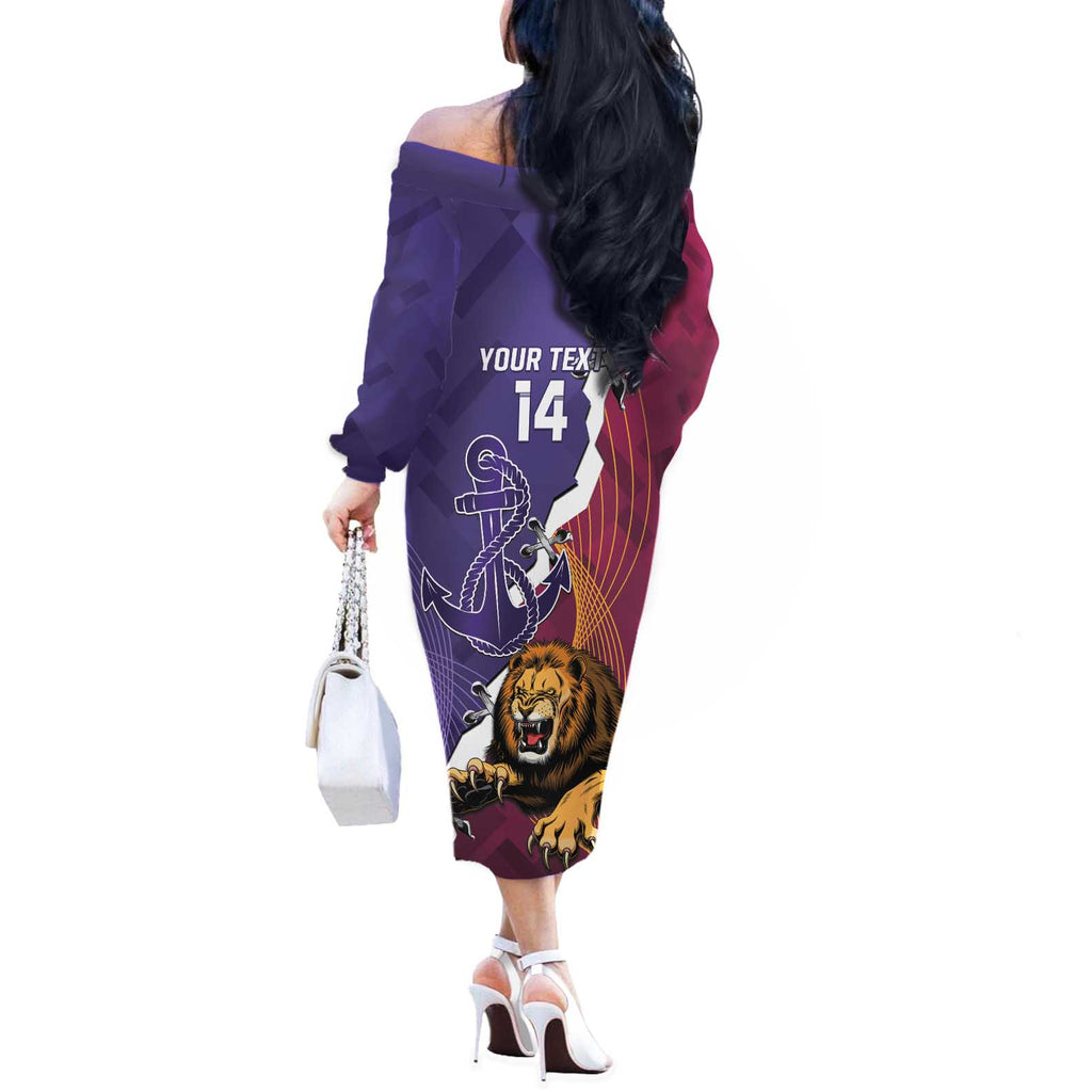 Dockers And Lions Football Custom Off The Shoulder Long Sleeve Dress 2025 Sporty Dynamic Version - Aussie Hoodie