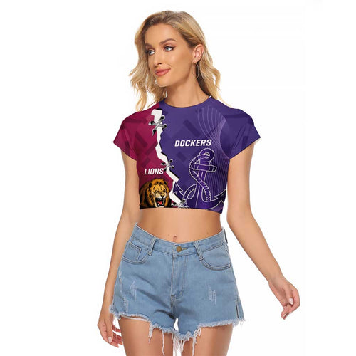 Dockers And Lions Football Custom Raglan Cropped T Shirt 2025 Sporty Dynamic Version - Aussie Hoodie