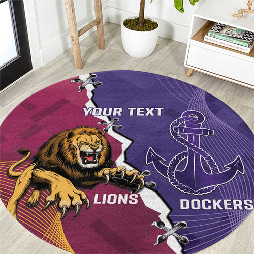 Dockers And Lions Football Custom Round Carpet 2025 Sporty Dynamic Version - Aussie Hoodie