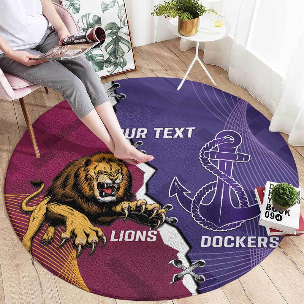 Dockers And Lions Football Custom Round Carpet 2025 Sporty Dynamic Version - Aussie Hoodie
