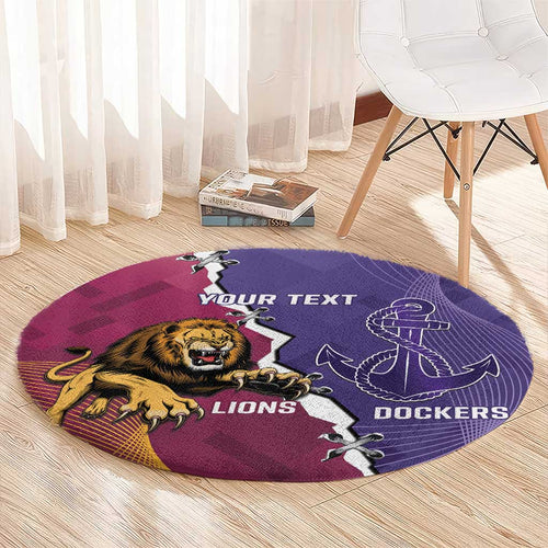 Dockers And Lions Football Custom Round Carpet 2025 Sporty Dynamic Version - Aussie Hoodie