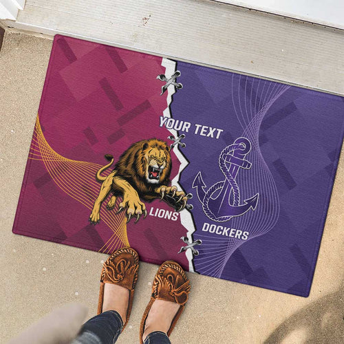 Dockers And Lions Football Custom Rubber Doormat 2025 Sporty Dynamic Version - Aussie Hoodie