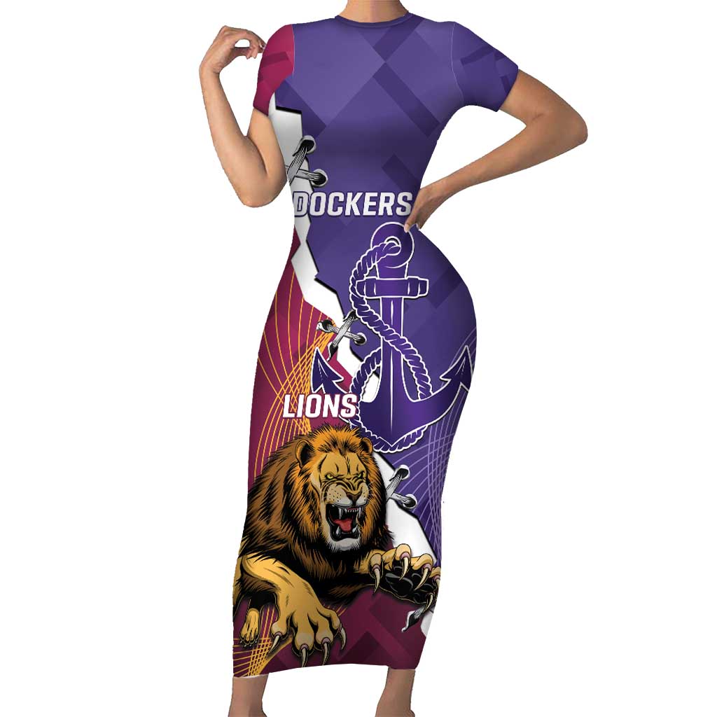Dockers And Lions Football Custom Short Sleeve Bodycon Dress 2025 Sporty Dynamic Version - Aussie Hoodie