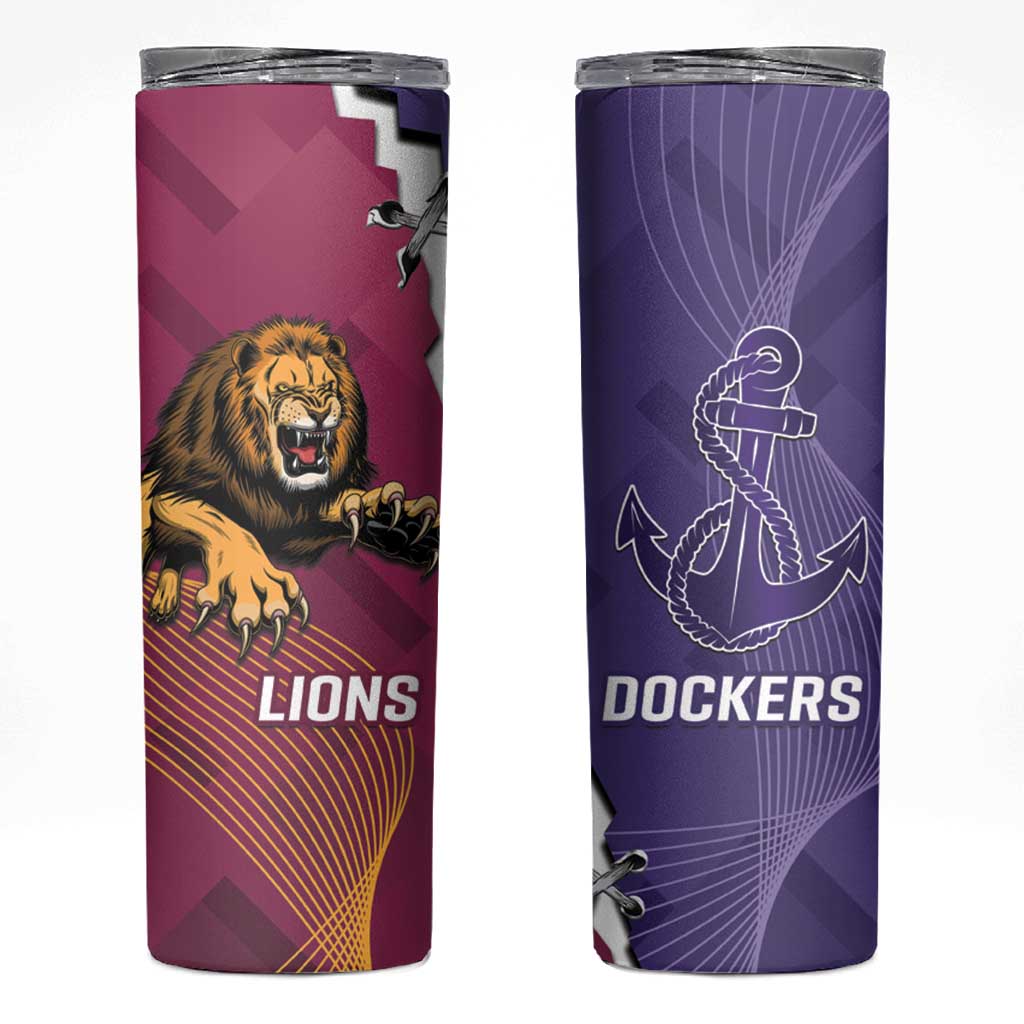 Dockers And Lions Football Skinny Tumbler 2025 Sporty Dynamic Version - Aussie Hoodie