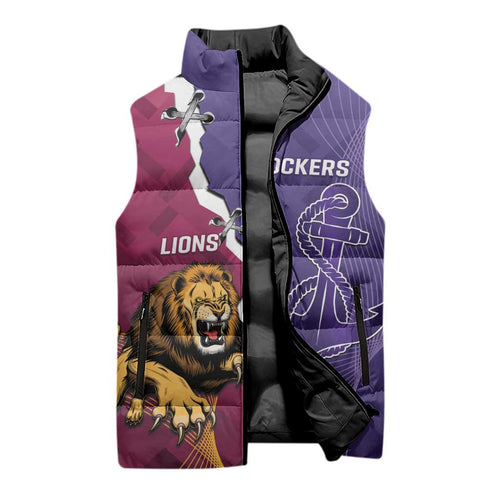 Dockers And Lions Football Custom Sleeveless Puffer Jacket 2025 Sporty Dynamic Version - Aussie Hoodie