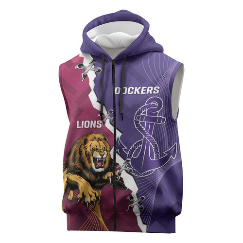 Dockers And Lions Football Custom Sleeveless Zip Hoodie 2025 Sporty Dynamic Version LT14