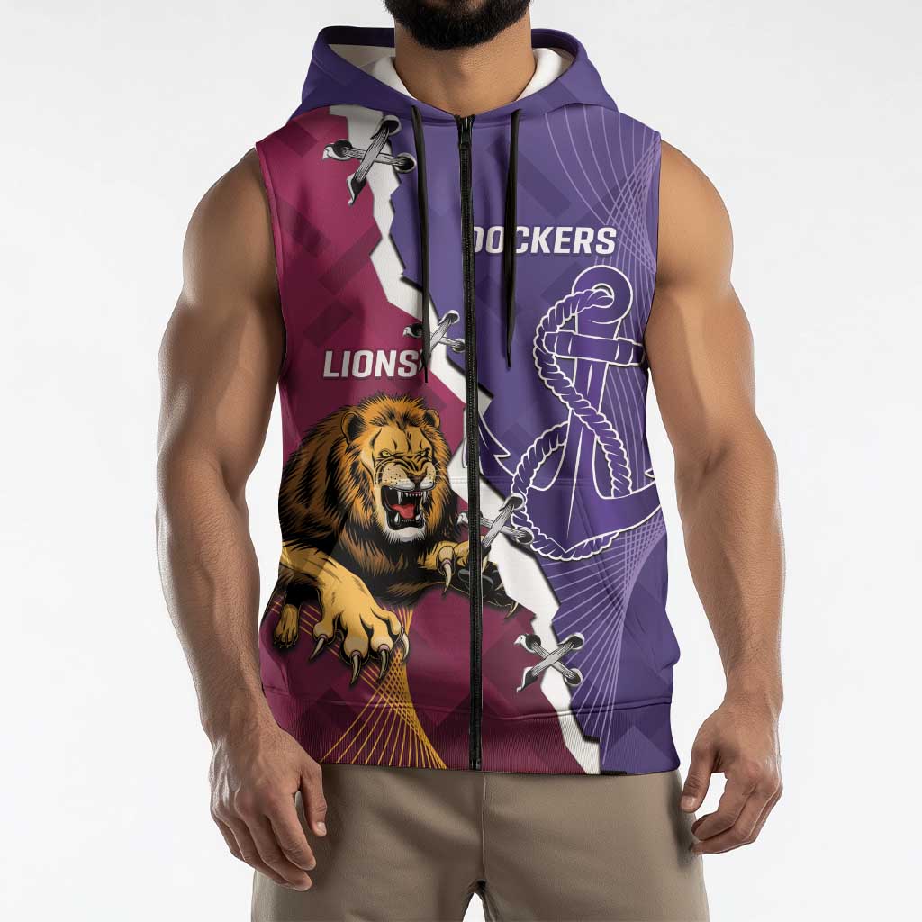 Dockers And Lions Football Custom Sleeveless Zip Hoodie 2025 Sporty Dynamic Version LT14