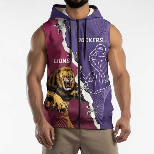 Dockers And Lions Football Custom Sleeveless Zip Hoodie 2025 Sporty Dynamic Version LT14