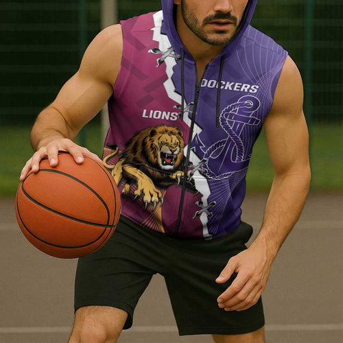 Dockers And Lions Football Custom Sleeveless Zip Hoodie 2025 Sporty Dynamic Version LT14