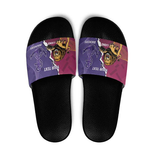 Dockers And Lions Football Custom Slide Sandals 2025 Sporty Dynamic Version - Aussie Hoodie