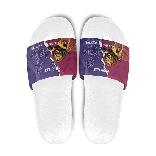 Dockers And Lions Football Custom Slide Sandals 2025 Sporty Dynamic Version - Aussie Hoodie