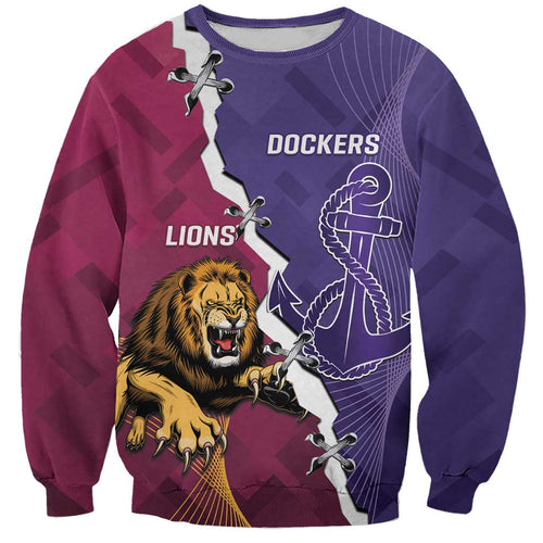Dockers And Lions Football Custom Sweatshirt 2025 Sporty Dynamic Version - Aussie Hoodie