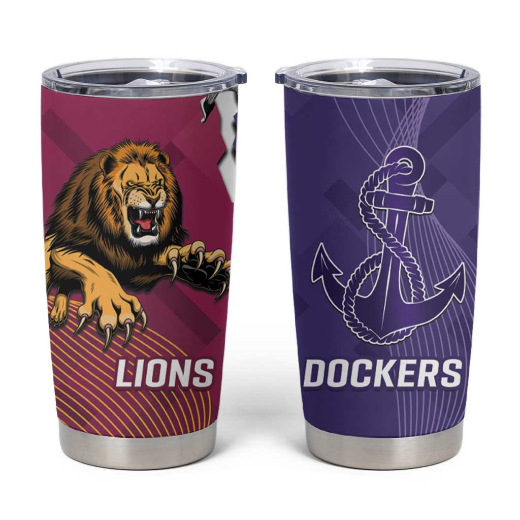 Dockers And Lions Football Tumbler Cup 2025 Sporty Dynamic Version - Aussie Hoodie
