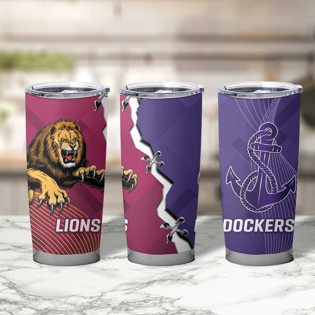 Dockers And Lions Football Tumbler Cup 2025 Sporty Dynamic Version - Aussie Hoodie