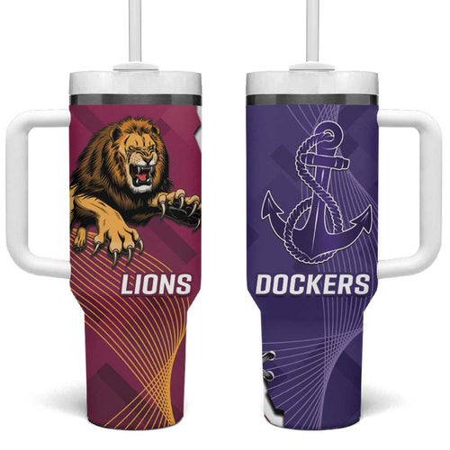 Dockers And Lions Football Tumbler With Handle 2025 Sporty Dynamic Version - Aussie Hoodie