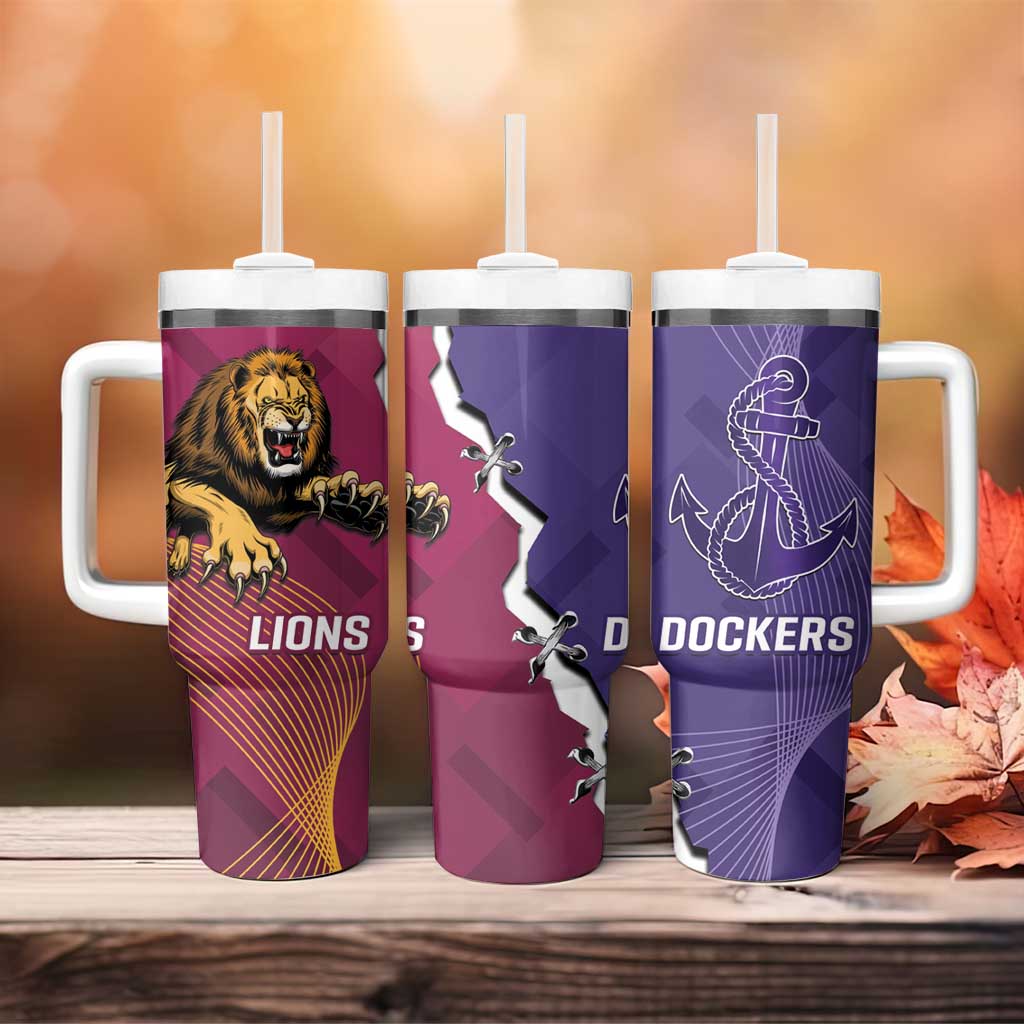 Dockers And Lions Football Tumbler With Handle 2025 Sporty Dynamic Version - Aussie Hoodie
