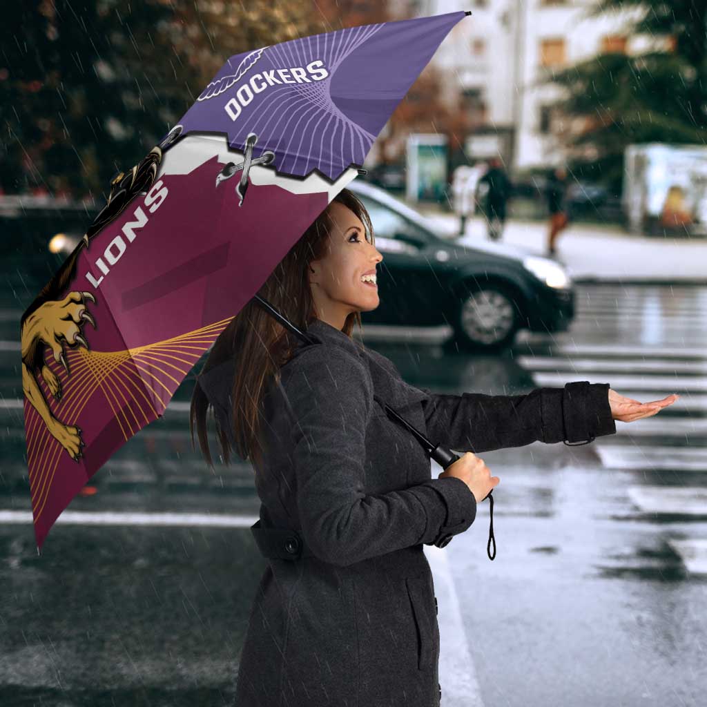 Dockers And Lions Football Custom Umbrella 2025 Sporty Dynamic Version - Aussie Hoodie