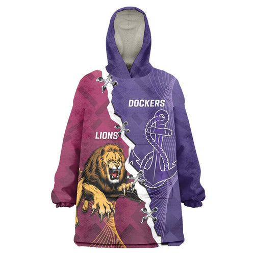 Dockers And Lions Football Custom Wearable Blanket Hoodie 2025 Sporty Dynamic Version - Aussie Hoodie