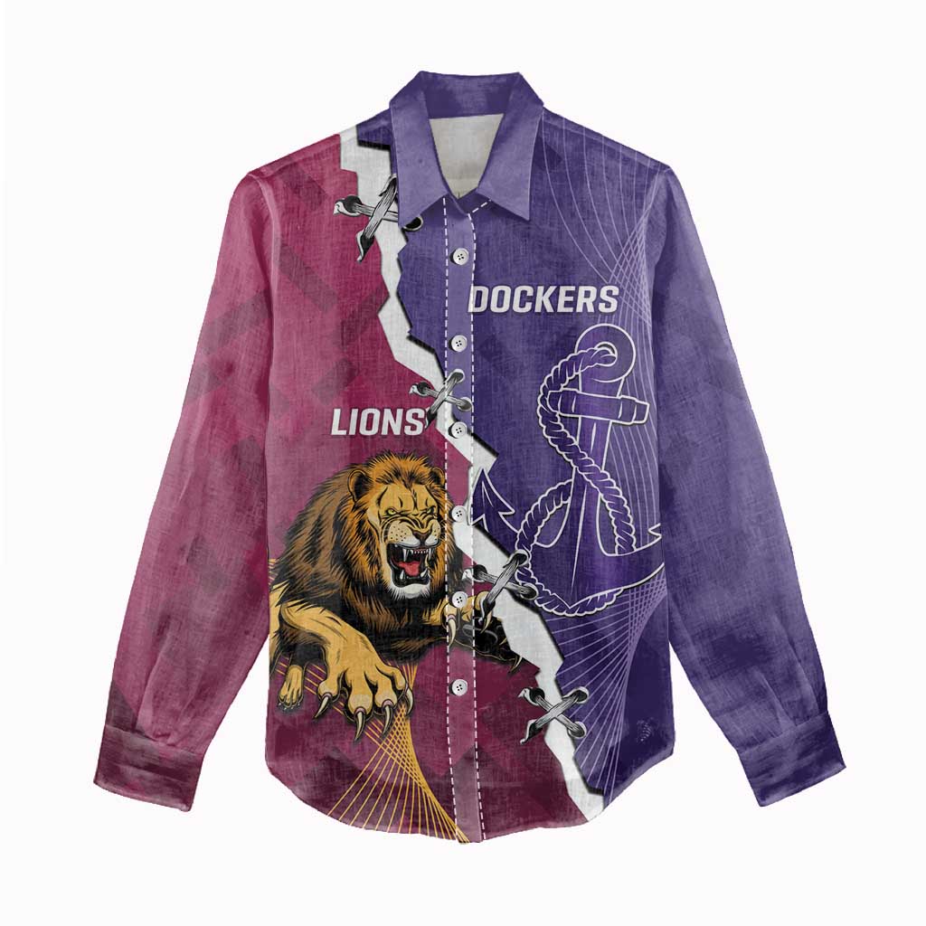 Dockers And Lions Football Custom Women Casual Shirt 2025 Sporty Dynamic Version - Aussie Hoodie