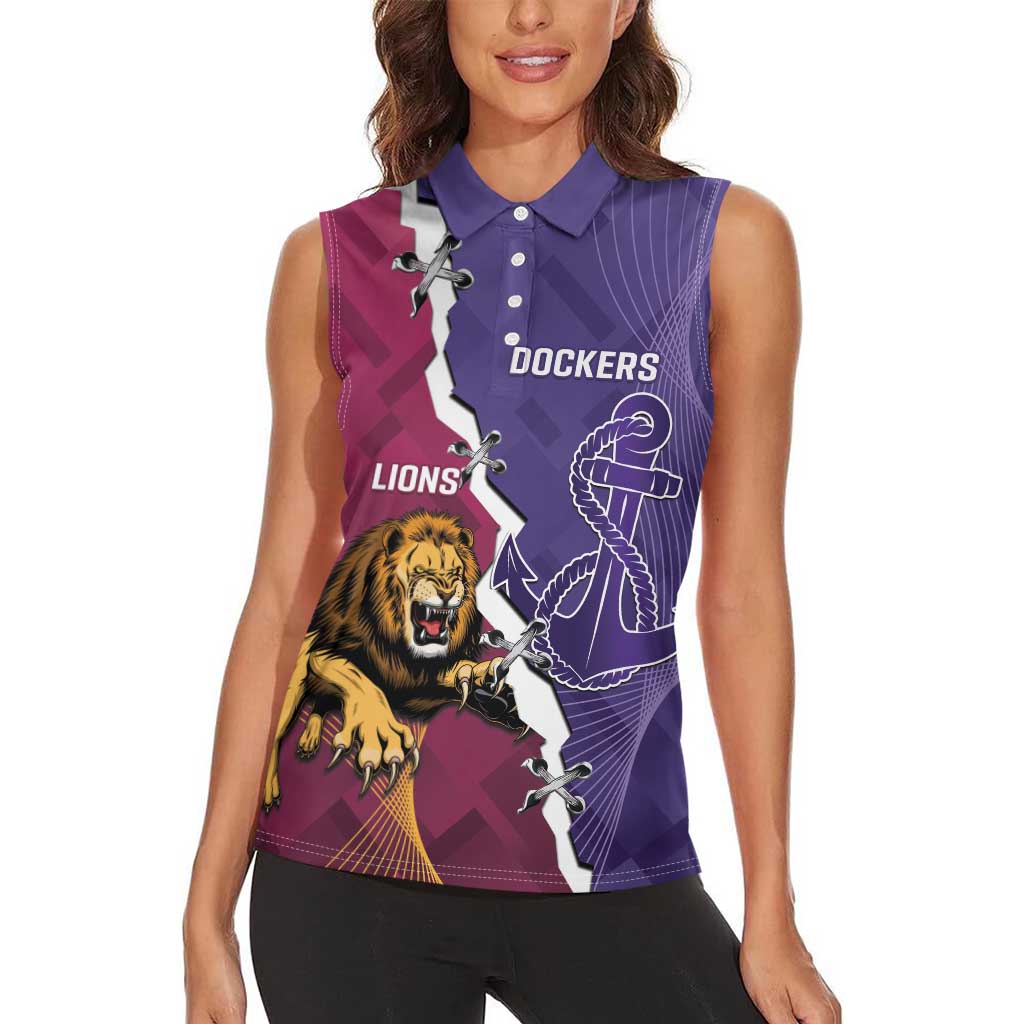 Dockers And Lions Football Custom Women Sleeveless Polo Shirt 2025 Sporty Dynamic Version - Aussie Hoodie